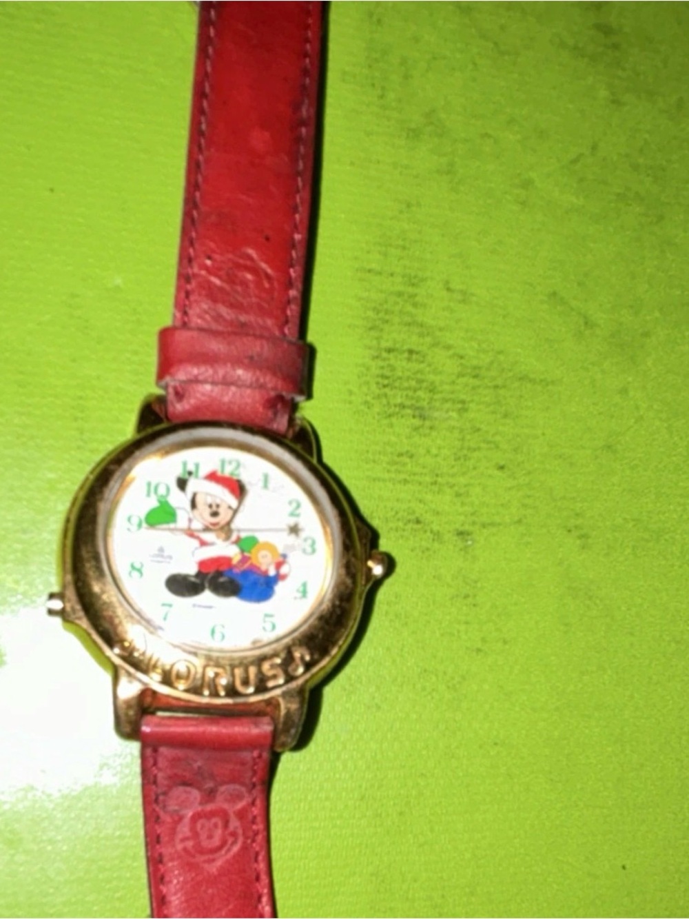 Disney Red Kids Watch with Gold Tone Case
